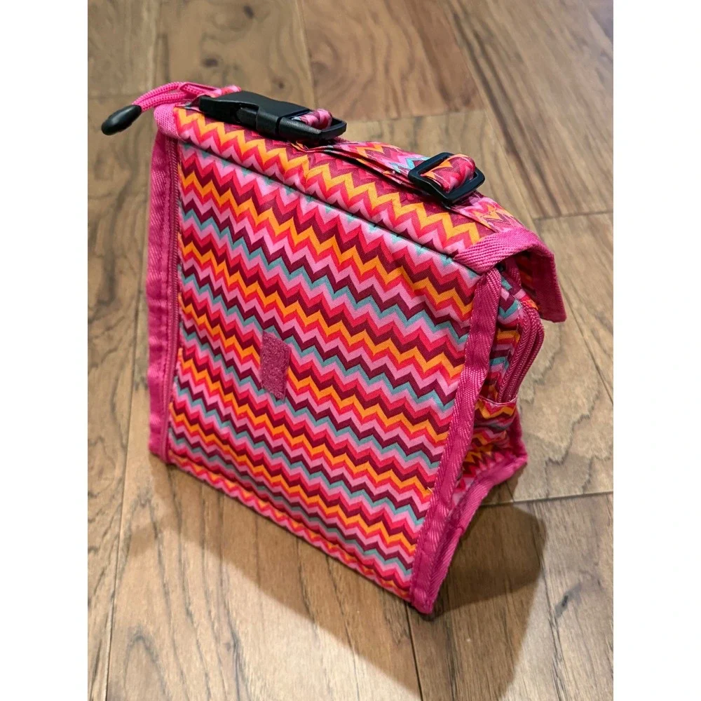 Pacific Breeze Products Hanging Toiletry‎ Bag Pink Orange Chevron Travel Case